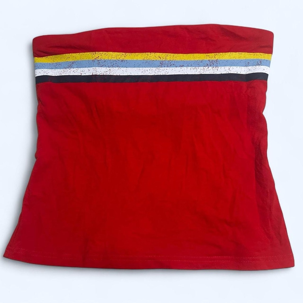 No Boundaries Red Tube Top with Stripes